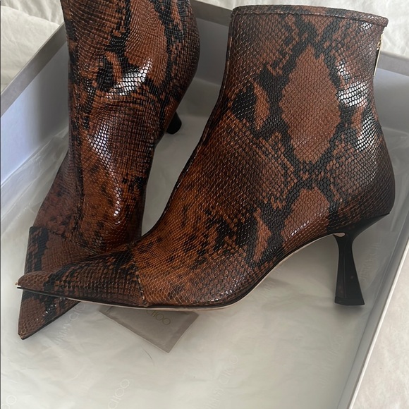 Jimmy Choo Brown Heeled Boots with Snakeskin Pattern - Picture 2 of 11